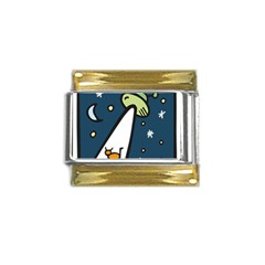 Ufo Alien Unidentified Flying Object Gold Trim Italian Charm (9mm) by Sarkoni