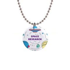 Unidentified Flying Object Ufo Space Outer 1  Button Necklace by Sarkoni