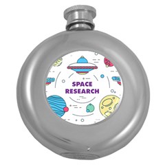 Unidentified Flying Object Ufo Space Outer Round Hip Flask (5 Oz)