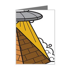 Unidentified Flying Object Ufo Under The Pyramid Mini Greeting Card