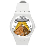 Unidentified Flying Object Ufo Under The Pyramid Round Plastic Sport Watch (M) Front