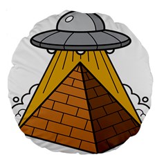 Unidentified Flying Object Ufo Under The Pyramid Large 18  Premium Flano Round Cushions