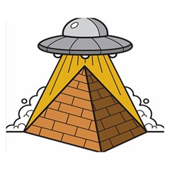 Unidentified Flying Object Ufo Under The Pyramid Two Sides Premium Plush Fleece Blanket (small) by Sarkoni