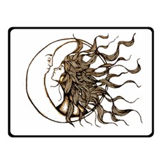 Psychedelic Art Drawing Sun And Moon Head Fictional Character Fleece Blanket (small)