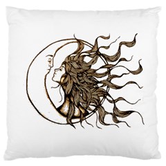 Psychedelic Art Drawing Sun And Moon Head Fictional Character Large Cushion Case (one Side)