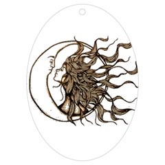 Psychedelic Art Drawing Sun And Moon Head Fictional Character Uv Print Acrylic Ornament Oval by Sarkoni