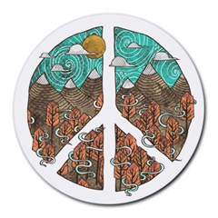 Psychedelic Art Painting Peace Drawing Landscape Art Peaceful Round Mousepad