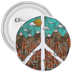 Psychedelic Art Painting Peace Drawing Landscape Art Peaceful 3  Buttons
