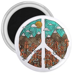 Psychedelic Art Painting Peace Drawing Landscape Art Peaceful 3  Magnets