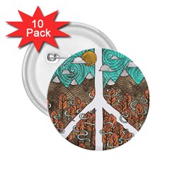 Psychedelic Art Painting Peace Drawing Landscape Art Peaceful 2.25  Buttons (10 pack) 