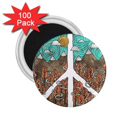 Psychedelic Art Painting Peace Drawing Landscape Art Peaceful 2.25  Magnets (100 pack) 