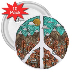 Psychedelic Art Painting Peace Drawing Landscape Art Peaceful 3  Buttons (10 pack) 