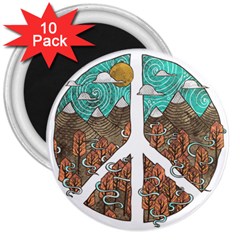 Psychedelic Art Painting Peace Drawing Landscape Art Peaceful 3  Magnets (10 pack) 