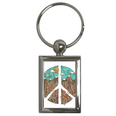 Psychedelic Art Painting Peace Drawing Landscape Art Peaceful Key Chain (Rectangle)