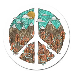 Psychedelic Art Painting Peace Drawing Landscape Art Peaceful Magnet 5  (Round)