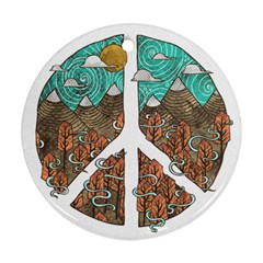 Psychedelic Art Painting Peace Drawing Landscape Art Peaceful Round Ornament (Two Sides)