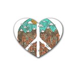 Psychedelic Art Painting Peace Drawing Landscape Art Peaceful Rubber Heart Coaster (4 pack) Front