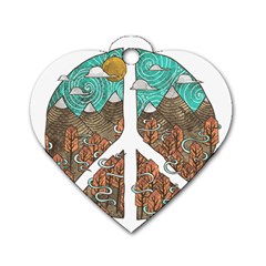 Psychedelic Art Painting Peace Drawing Landscape Art Peaceful Dog Tag Heart (Two Sides)