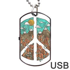 Psychedelic Art Painting Peace Drawing Landscape Art Peaceful Dog Tag USB Flash (Two Sides)