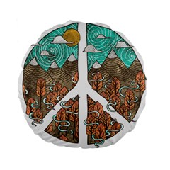 Psychedelic Art Painting Peace Drawing Landscape Art Peaceful Standard 15  Premium Round Cushions by Sarkoni