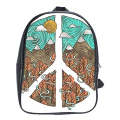 Psychedelic Art Painting Peace Drawing Landscape Art Peaceful School Bag (XL)