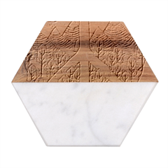 Psychedelic Art Painting Peace Drawing Landscape Art Peaceful Marble Wood Coaster (Hexagon) 