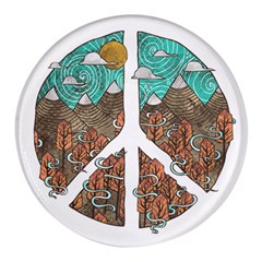 Psychedelic Art Painting Peace Drawing Landscape Art Peaceful Round Glass Fridge Magnet (4 pack)