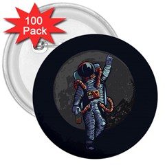 Illustration Drunk Astronaut 3  Buttons (100 Pack) 