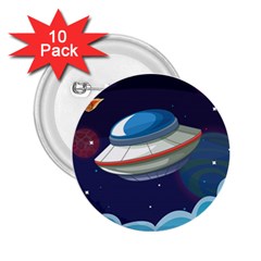 Ufo Alien Spaceship Galaxy 2 25  Buttons (10 Pack) 