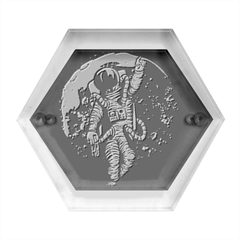 Illustration Drunk Astronaut Hexagon Wood Jewelry Box