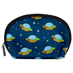 Seamless Pattern Ufo With Star Space Galaxy Background Accessory Pouch (large)