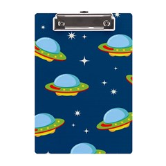 Seamless Pattern Ufo With Star Space Galaxy Background A5 Acrylic Clipboard by Bedest
