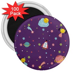 Space Travels Seamless Pattern Vector Cartoon 3  Magnets (100 Pack) by Bedest