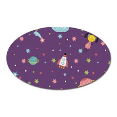 Space Travels Seamless Pattern Vector Cartoon Oval Magnet
