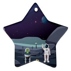 Alien Astronaut Scene Star Ornament (two Sides) by Bedest