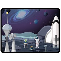 Alien Astronaut Scene Fleece Blanket (large) by Bedest