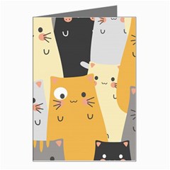 Seamless Pattern Cute Cat Cartoons Greeting Card by Bedest