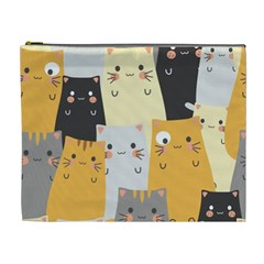 Seamless Pattern Cute Cat Cartoons Cosmetic Bag (xl) by Bedest