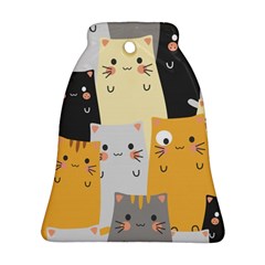 Seamless Pattern Cute Cat Cartoons Bell Ornament (two Sides) by Bedest