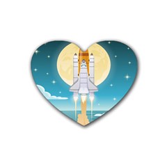 Space Exploration Illustration Rubber Coaster (heart) by Bedest