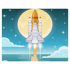 Space Exploration Illustration Premium Plush Fleece Blanket (medium) by Bedest