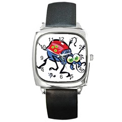 Bug Black Insect Animal Square Metal Watch