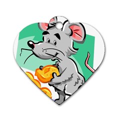 Mouse Cheese Tail Rat Mice Hole Dog Tag Heart (two Sides)