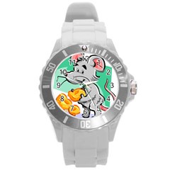 Mouse Cheese Tail Rat Mice Hole Round Plastic Sport Watch (l)