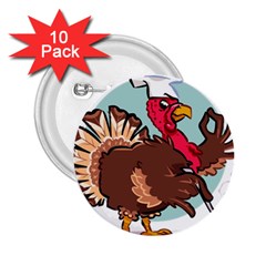 Turkey Chef Cooking Food Cartoon 2 25  Buttons (10 Pack) 