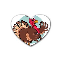 Turkey Chef Cooking Food Cartoon Rubber Heart Coaster (4 Pack)