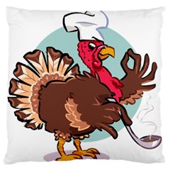 Turkey Chef Cooking Food Cartoon Large Premium Plush Fleece Cushion Case (one Side)