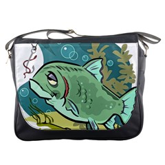 Fish Hook Worm Bait Water Hobby Messenger Bag