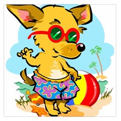 Beach Chihuahua Dog Pet Animal Square Satin Scarf (36  X 36 )