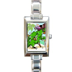 Parrot Hat Cartoon Captain Rectangle Italian Charm Watch by Sarkoni